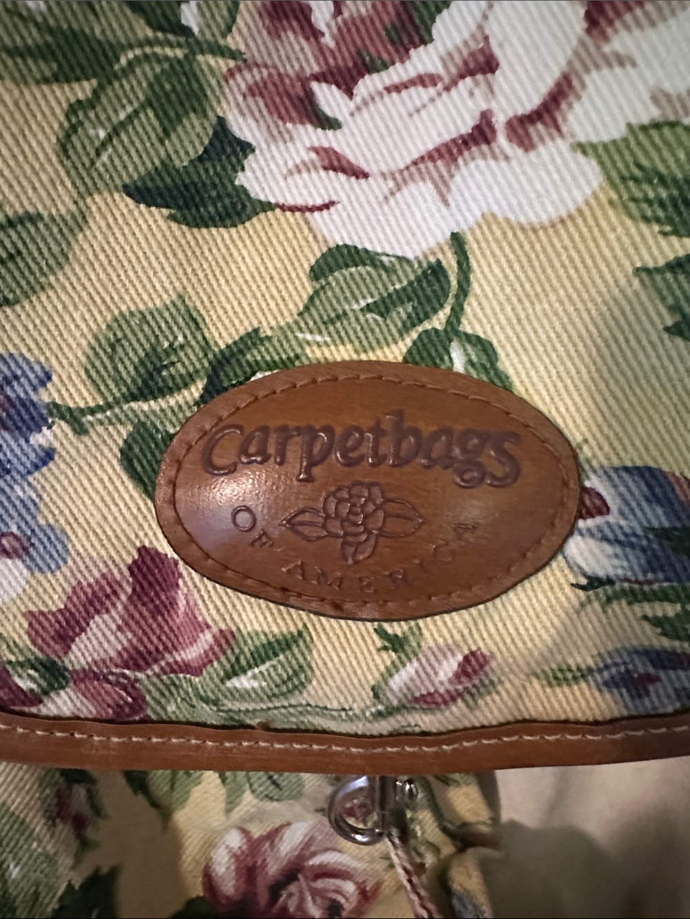 1990s Classic Floral Canvas Drawstring Backpack - Beige Floral - Picture 7 of 7